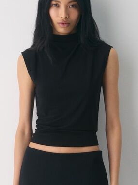 Aritzia Black Sleeveless Mock Neck Top